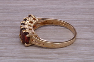 1.50 carats Five Stone Garnet Gemstone set Yellow Gold Ring