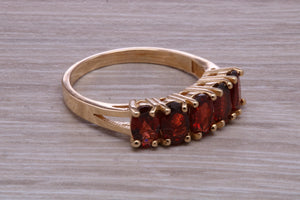 1.50 carats Five Stone Garnet Gemstone set Yellow Gold Ring