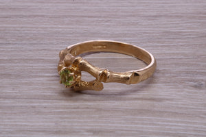 Tree Twig Designed Peridot set Yellow Gold Ring