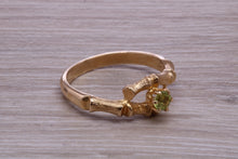 Load image into Gallery viewer, Tree Twig Designed Peridot set Yellow Gold Ring
