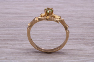 Tree Twig Designed Peridot set Yellow Gold Ring