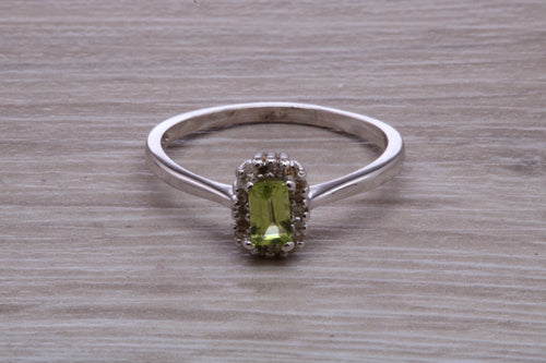 Peridot and Diamond Gemstone set Cluster Ring