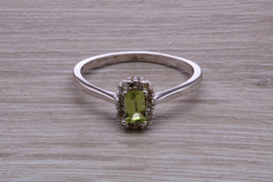 Peridot and Diamond Gemstone set Cluster Ring