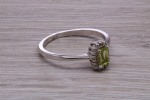 Peridot and Diamond Gemstone set Cluster Ring