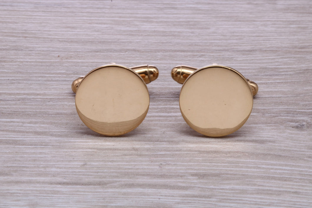 Round Profile Gentlemen's Solid Gold Cuff Links