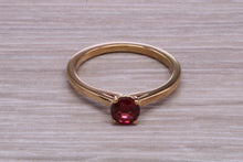 Load image into Gallery viewer, Quarter carat Rhodolite Garnet set Gold Solitaire Ring