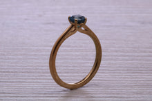 Load image into Gallery viewer, Dainty London Blue Topaz set Yellow Gold Ring
