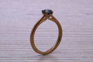 Dainty London Blue Topaz set Yellow Gold Ring