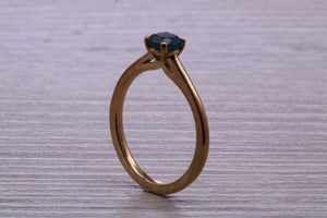 Dainty London Blue Topaz set Yellow Gold Ring