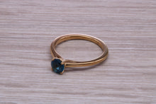 Load image into Gallery viewer, Dainty London Blue Topaz set Yellow Gold Ring