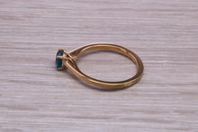 Load image into Gallery viewer, Dainty London Blue Topaz set Yellow Gold Ring