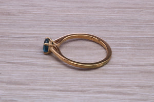 Dainty London Blue Topaz set Yellow Gold Ring