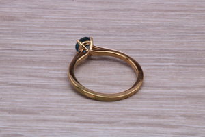 Dainty London Blue Topaz set Yellow Gold Ring