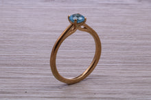 Load image into Gallery viewer, Dainty Sky Blue Topaz set Yellow Gold Ring