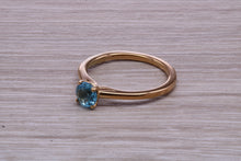 Load image into Gallery viewer, Dainty Sky Blue Topaz set Yellow Gold Ring