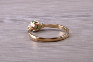 Dainty Emerald and Diamond Trilogy Ring