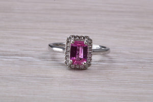 Stunning One carat Pink Sapphire and Diamond Ring