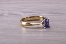Load image into Gallery viewer, One carat Emerald cut AAA grade Tanzanite Solitaire