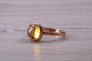 Cabochon cut Citrine set Rose Gold Ring