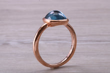 Load image into Gallery viewer, Cabochon cut Blue Topaz set Rose Gold Ring