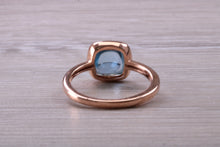 Load image into Gallery viewer, Cabochon cut Blue Topaz set Rose Gold Ring