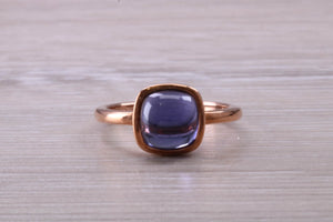 Cabochon cut Iolite set Rose Gold Ring