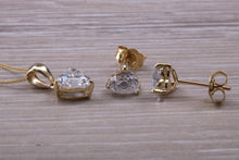 Load image into Gallery viewer, Love Heart cut Yellow Gold C Z set Diamond Look Earrings and Matching Necklace