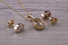 Load image into Gallery viewer, Oval cut 9ct Yellow Gold C Z set Earrings and Matching Necklace