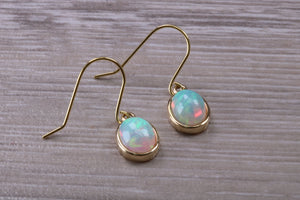 Beautiful Natural Sparkly Opal set Yellow Gold Dropper Earrings