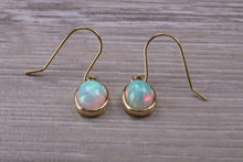Load image into Gallery viewer, Beautiful Natural Sparkly Opal set Yellow Gold Dropper Earrings