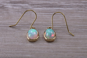 Beautiful Natural Sparkly Opal set Yellow Gold Dropper Earrings