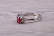 Load image into Gallery viewer, Dainty Ruby and Diamond Trilogy Ring