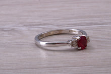 Load image into Gallery viewer, Dainty Ruby and Diamond Trilogy Ring