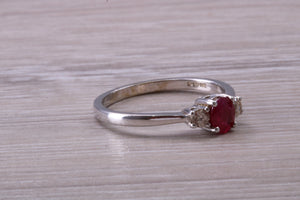 Dainty Ruby and Diamond Trilogy Ring