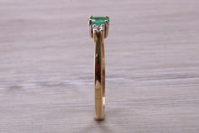 Load image into Gallery viewer, Dainty Emerald and Diamond Trilogy Ring