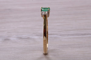 Dainty Emerald and Diamond Trilogy Ring
