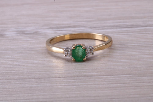 Dainty Emerald and Diamond Trilogy Ring