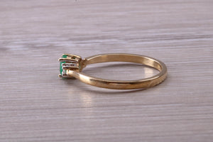 Dainty Emerald and Diamond Trilogy Ring