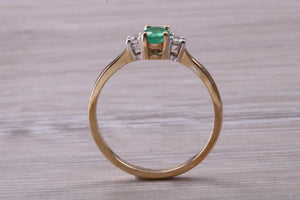 Dainty Emerald and Diamond Trilogy Ring