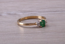 Load image into Gallery viewer, Dainty Emerald and Diamond Trilogy Ring