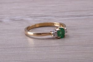 Dainty Emerald and Diamond Trilogy Ring