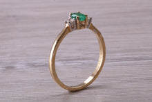 Load image into Gallery viewer, Dainty Emerald and Diamond Trilogy Ring