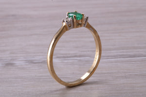 Dainty Emerald and Diamond Trilogy Ring