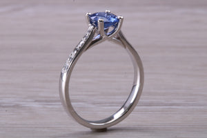 One carat Ceylon Blue Sapphire and Diamond Ring
