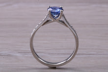 Load image into Gallery viewer, One carat Ceylon Blue Sapphire and Diamond Ring