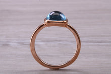 Load image into Gallery viewer, Cabochon cut Blue Topaz set Rose Gold Ring