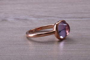 Cabochon cut Amethyst set Rose Gold Ring