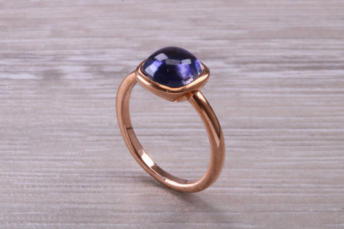 Cabochon cut Iolite set Rose Gold Ring