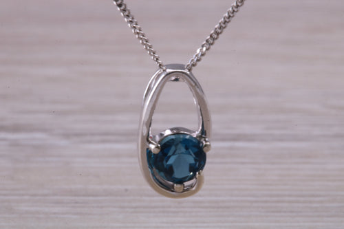 9ct White Gold London Blue Topaz Necklace