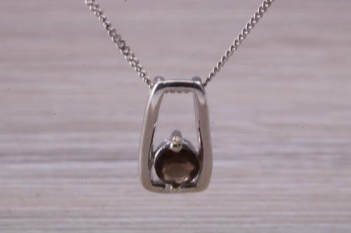 9ct White Gold real Smokey Topaz necklace